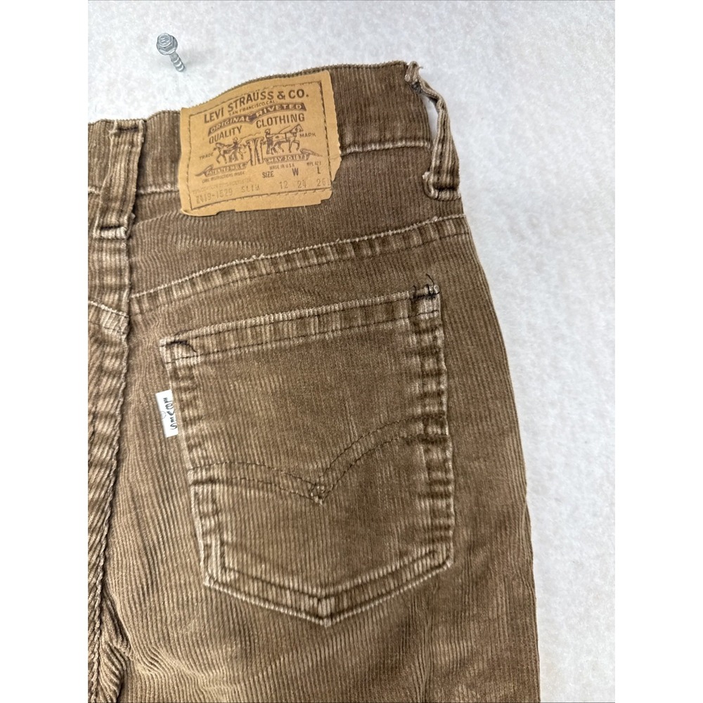 Vintage Levis 419-1529 Brown Corduroy Slim Fit Pants Made in USA 24x26 White Tab - Picture 6 of 16